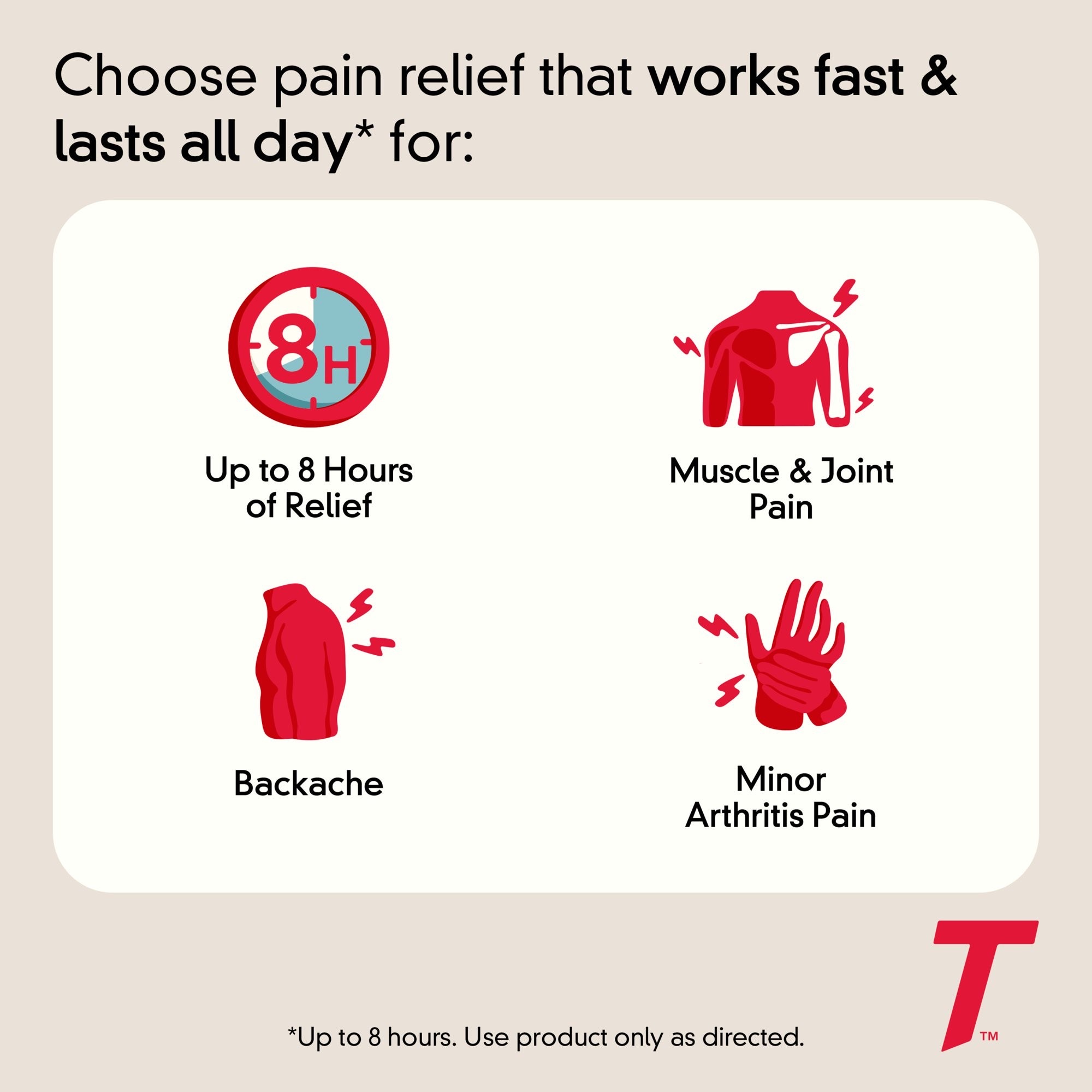 ยาบรรเทาอาการปวดเมื่อยกล้ามเนื้อและปวดทั่วไป TYLENOL® 8HR Muscle Aches & Pain (100 Caplets)