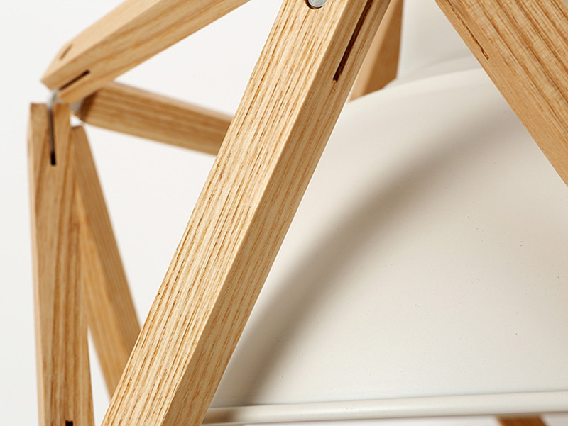 โคมไฟแขวนเพดานไม้ทรง 6 เหลี่ยม ซ้อนโป๊ะโคมสีขาวสไตล์มินิมอล [JY-065]