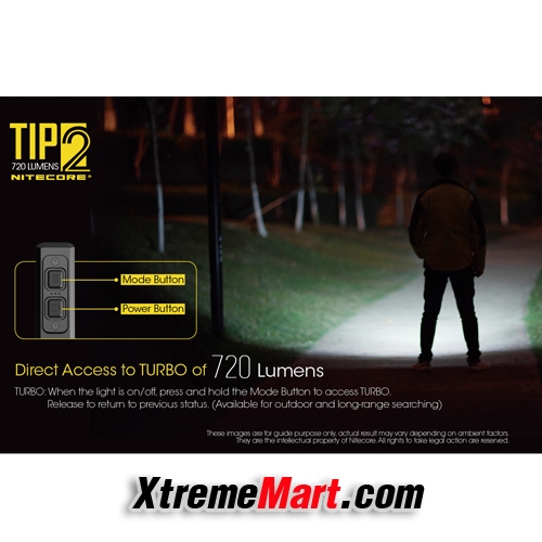 ไฟฉายพวงกุญแจ Nitecore TIP2 สว่าง 720ลูเมน แสงขาว มีแม่เหล็กด้านท้าย, pocket clip ถอดได้ ชาร์จ USB(สีดำ)