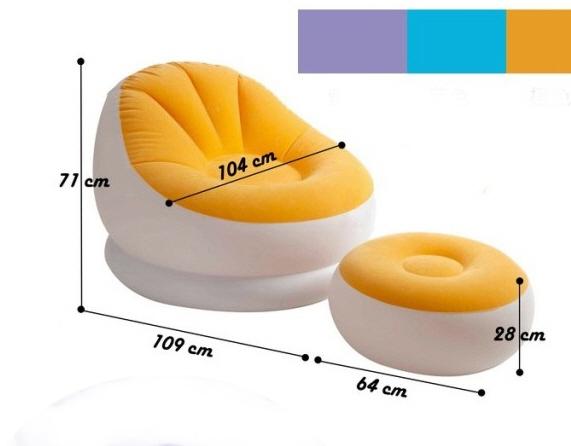 เก้าอี้เป่าลม+ที่รองขา, โซฟาเป่าลม+ที่รองขา สีส้ม