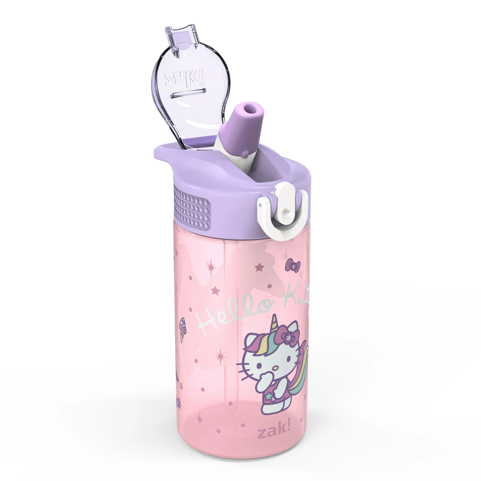 กระติกน้ำพร้อมหลอดดื่มสำหรับเด็ก Zak! Hello Kitty 16 Oz. Reusable Water Bottle with Straw