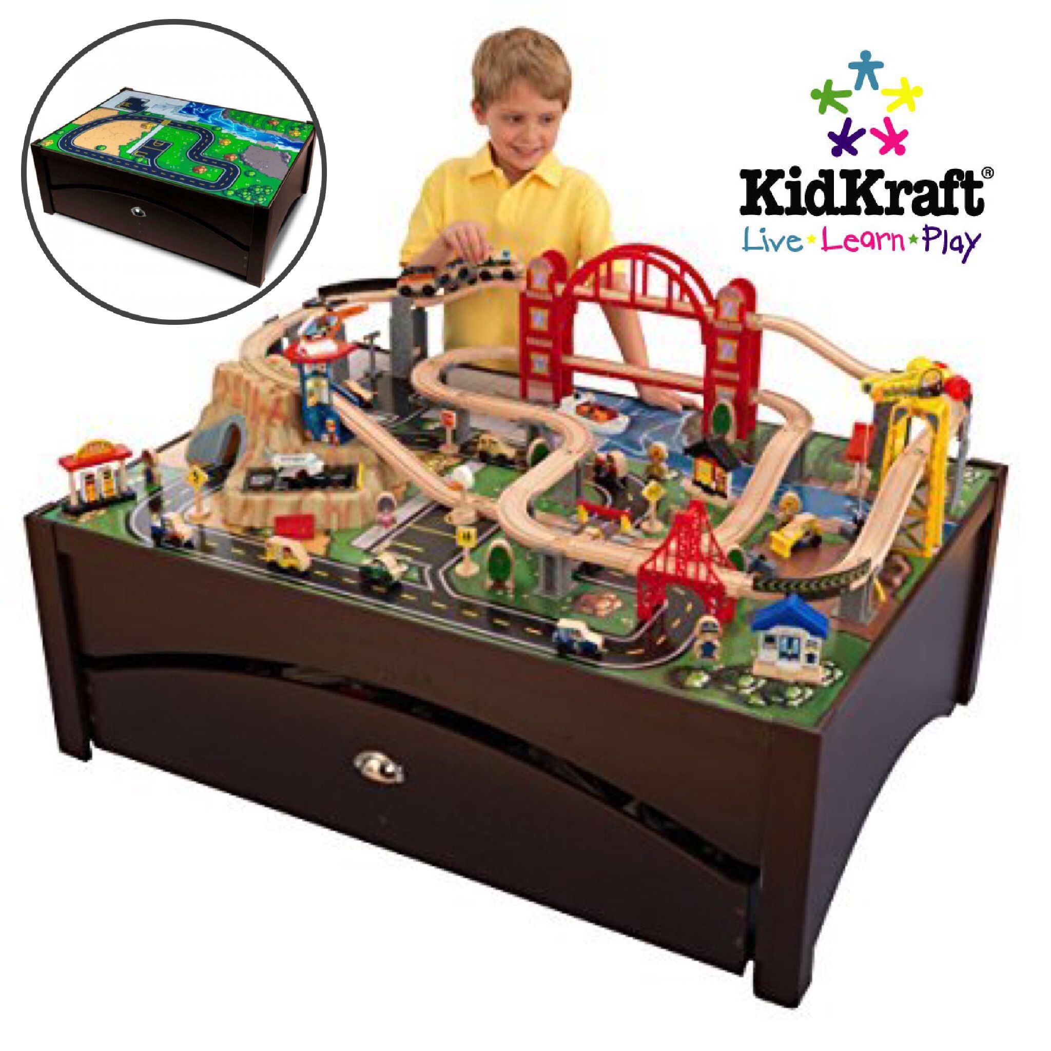 โต๊ะกิจกรรมเอนกประสงค์พร้อมชุดโมเดล KidKraft Metropolis Train Set and Table
