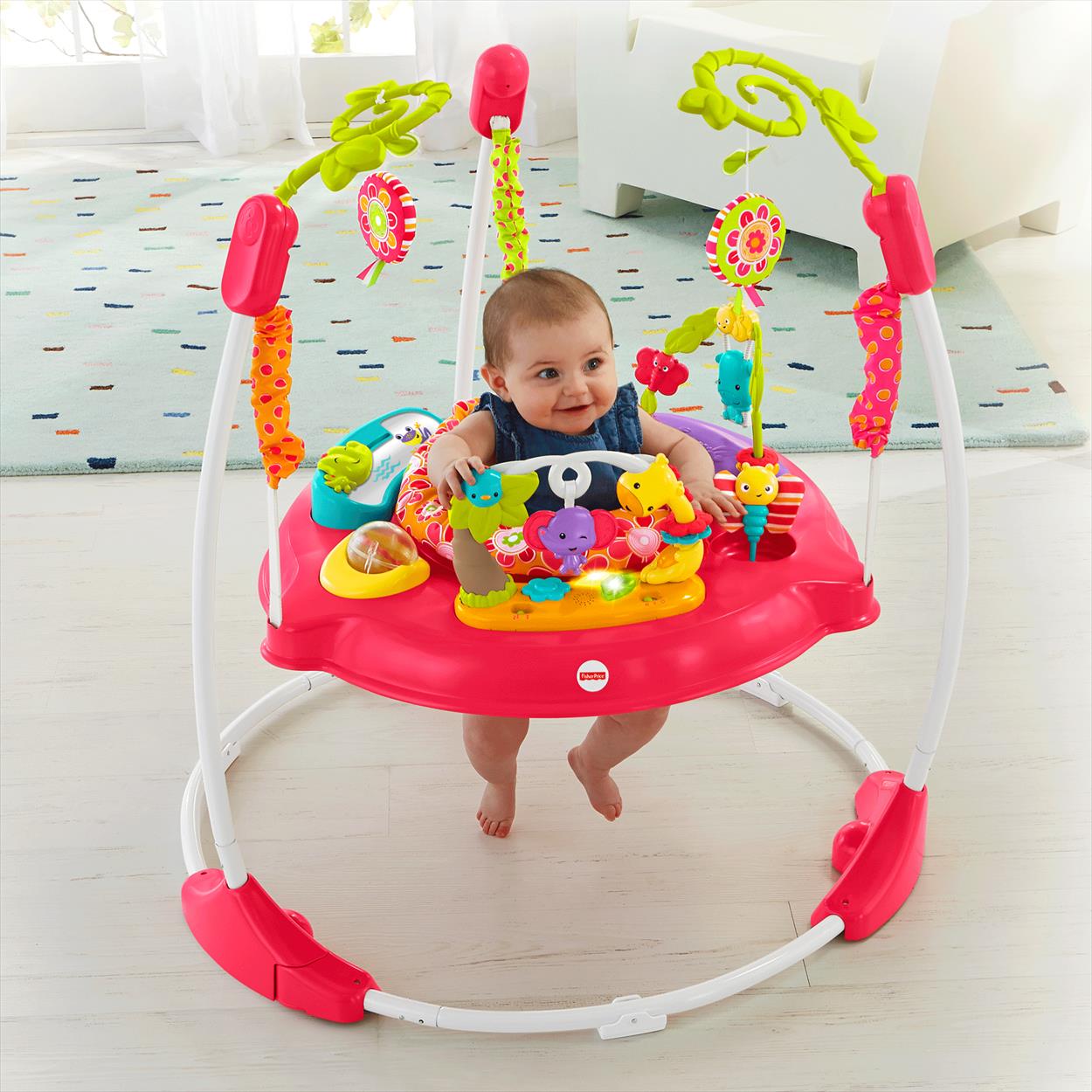 เก้าอี้กิจกรรมกระโดดดึ๋งสีชมพูแสนหวาน Fisher-Price Pink Petals Jumperoo