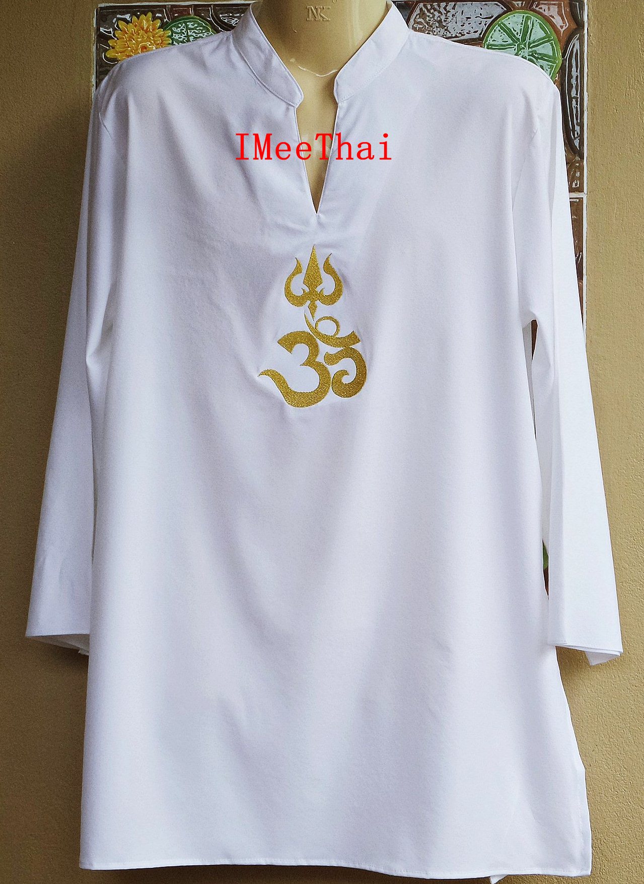 เสื้อขาว โอมตรีศูล พระพิฆเนศ พระศิวะ ปักทอง