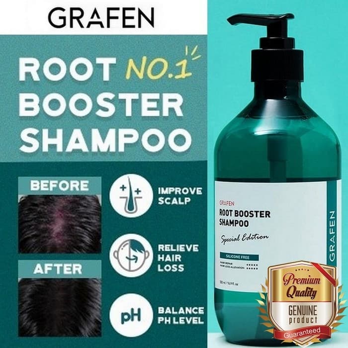 พร้อมส่ง Grafen Root Booster Shampoo 500mL แชมพูผมร่วง แชมพูเกาหลี อุดมด้วยสารสกัด 9 ชนิด จัดการกับปัญหาผมร่วงและรังแคได้อย่างอยู่หมัด สารสกัดจากชาเขียว อุดมไปด้วนสารต้านอนุมูลอิสระ ช่วยผ่อนคลายหนังศีรษะ สารสกัดจากถั่วดำ ช่วยปลอบประโลม และลดอาการอักเสบของ