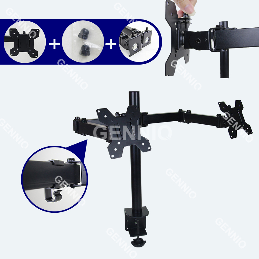 GENNIQ ขาตั้งจอคอมพิวเตอร์ ขาตั้งมอนิเตอร์ ขายึดจอคอมแบบ 2หน้าจอ รองรับขนาดได้ถึง 27 นิ้ว ปรับระดับได้ แข็งแรงทนทาน Monitor Leg