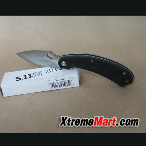มีดพับ 5.11 Folding knife, 440Cplain edge,satin finish,G10 handle W/ pocket clip&lanyard hole