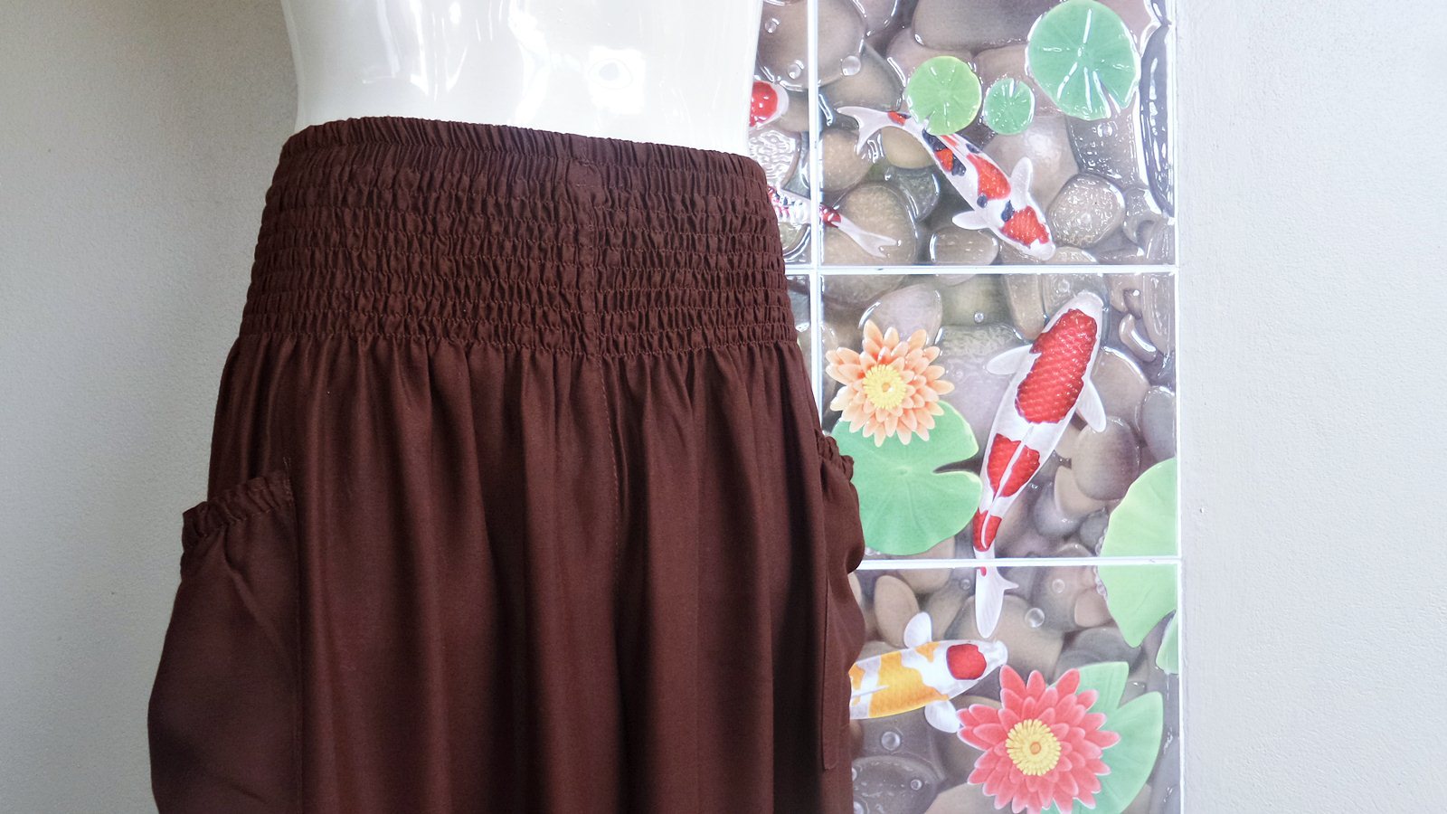 กางเกง อาลาดิน ขาจั๊ม สีน้ำตาล