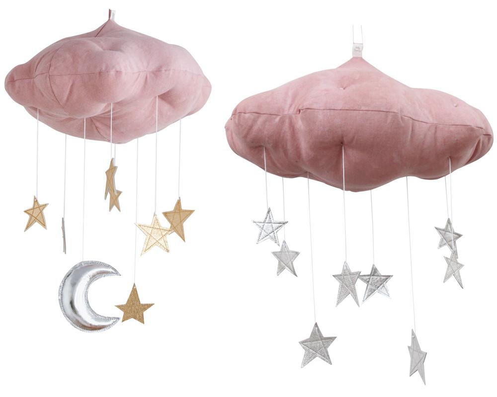 โมบายแขวนแสนน่ารัก Luxe Moon & Star Natural Dyed Cloud Mobile (Pink)