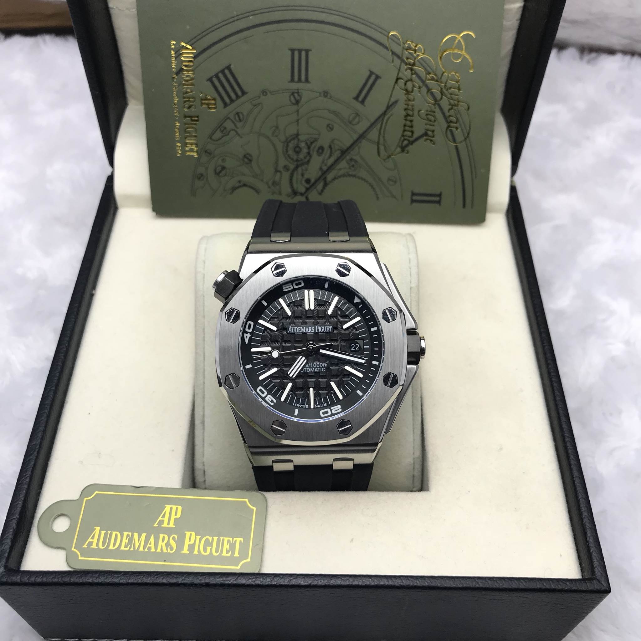 นาฬิกา AP Royal Oak Offshore Diver 15710 Black Dial - 42 mm. Mirror Swiss