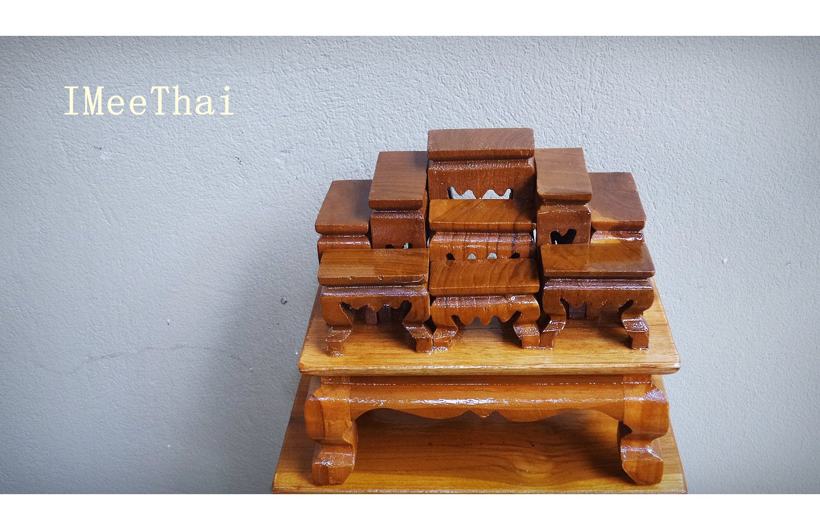 โต๊ะหมู่บูชา หมู่ 9 จิ๋ว ไม้สัก