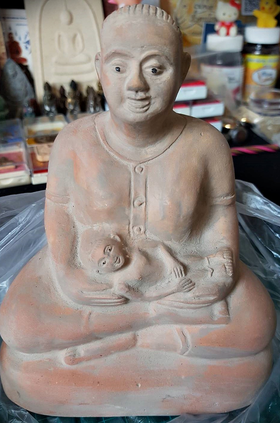 รูปหล่อ แม่ซื้อ เนื้อดินเผา ฐาน บรรจุ อุดเทียน (ขนาดใหญ่ ตั้งบูชา) #รับประกันแท้และทัน