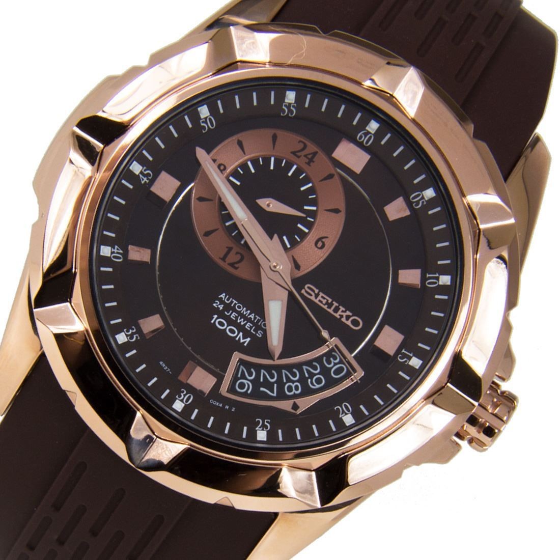 Seiko Automatic Brown Dial Brown Rubber Mens Watch SSA230K1
