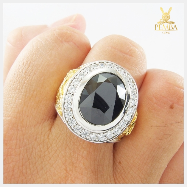 แหวนนิลแท้ เงินแท้925 ชุบทองคำขาว ตัวเรือนสุดเก๋ลายมังกร