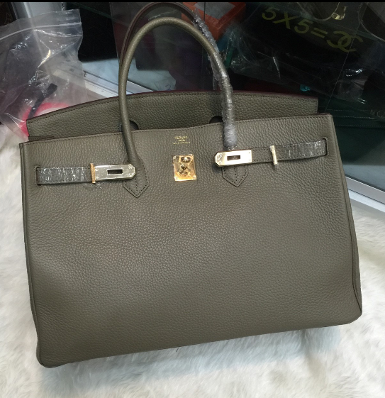 กระเป่า hm birkin togo leathe big size 40 cm ไซส์ใหญ่ สีเทา พรีออเดอร์ได้ค่ะ