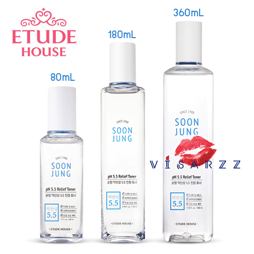 (ขายส่ง 215-) Etude Soon Jung Relief Toner 80mL โทนเนอร์ที่ช่วยปลอบประโลมผิวที่ถูกทำร้ายจากมลภาวะและสิ่งเร้าภายนอก พร้อมเสริมให้ผิวแข็งแรง ลดอาการระคายเคือง