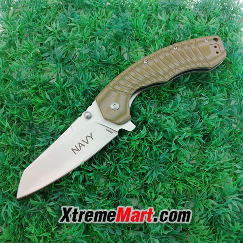 มีดพับ Navy รุ่น SR601A-GR Liner Lock Stainless Steel Folding Knife (สีเขียวอ่อน) พร้อมซองผ้าใส่มีด