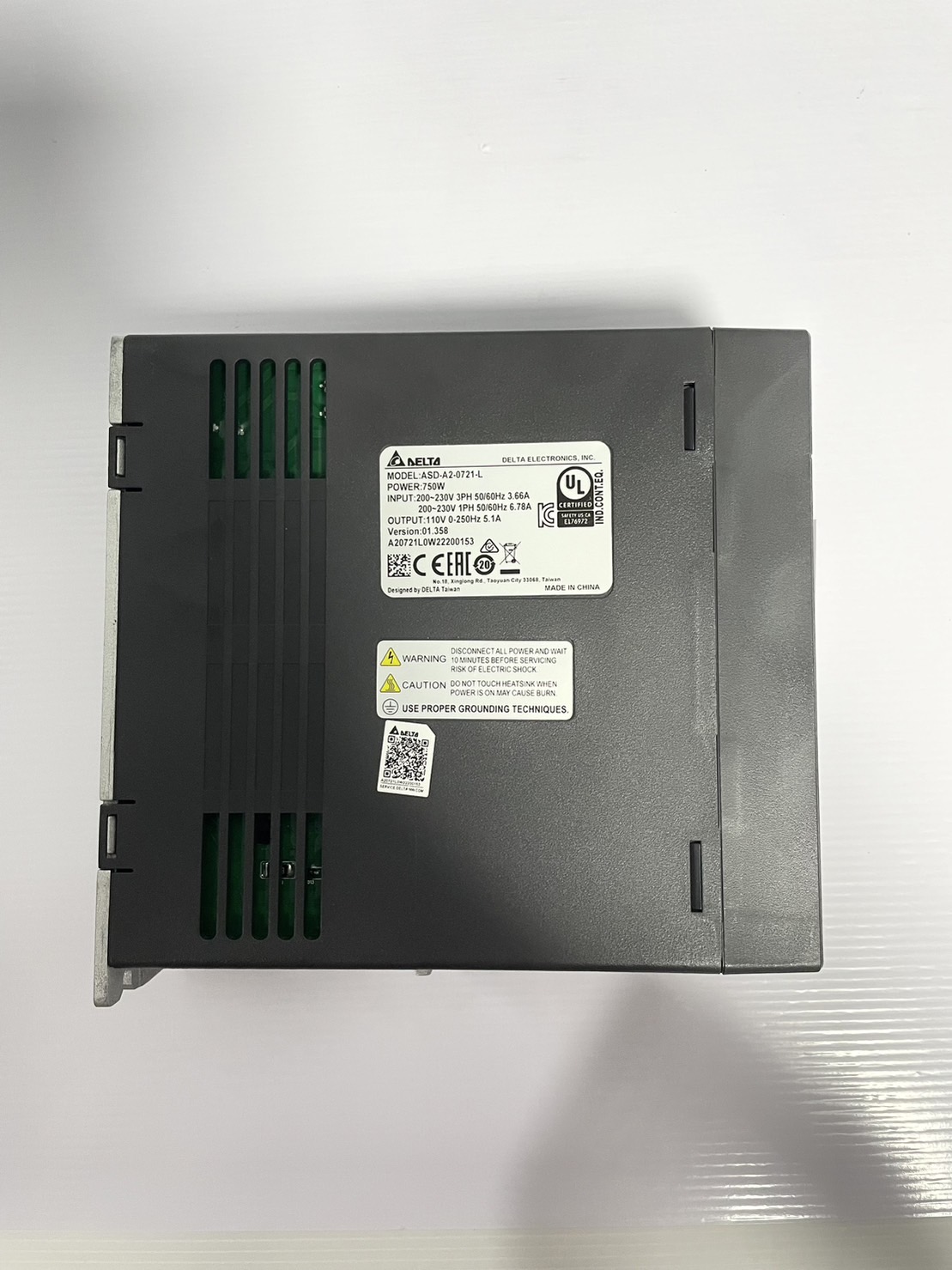Delta AC Servo Drive ASDA-A2 Series Model:ASD-A2-0721-L 750W 220V 1-phase / 3-phase
