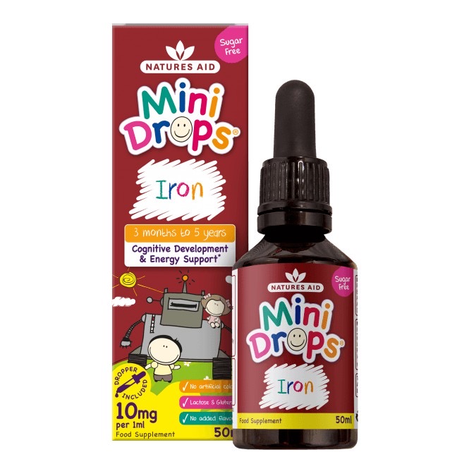 วิตามินเสริมธาตุเหล็กสำหรับเด็ก Natures Aid Mini Drops Iron