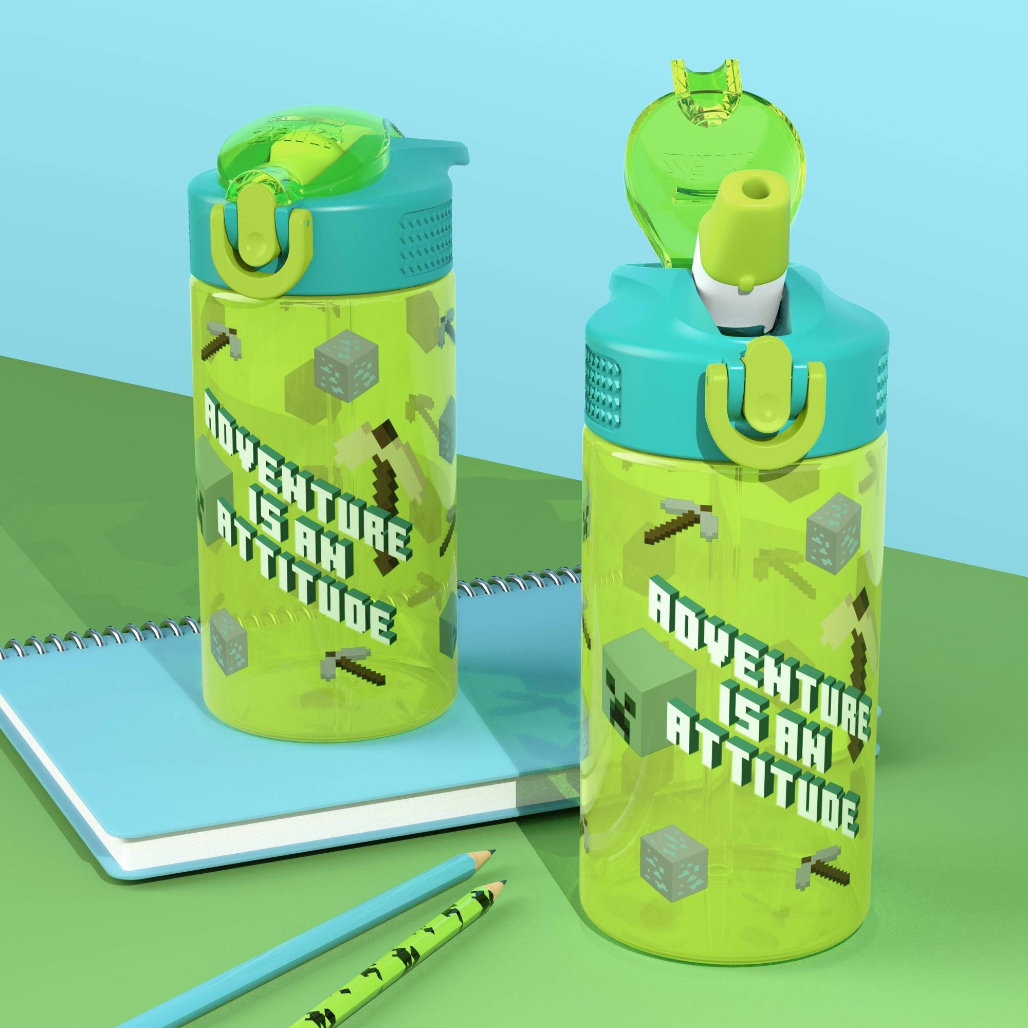 กระติกน้ำพร้อมหลอดดื่มสำหรับเด็ก Zak! Minecraft 16 Oz. Reusable Water Bottle with Straw