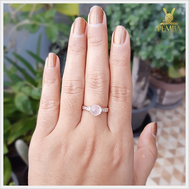 แหวนโรสควอตซ์แท้ ดีไซน์เรียบๆ ใส่ติดนิ้วน่ารักๆ