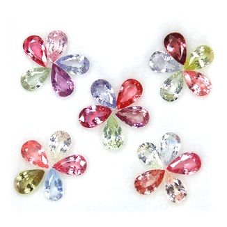 Pear Fancy Sapphire พลอยแฟนซีหยดน้ำ 5x3มิล จัดเซ็ท 25 เม็ด หนัก 6.16 กะรัต หลากหลายสี Multi Color เนื้อดี สีสวยงามทั้งอ่อน เข้ม ปนๆกัน