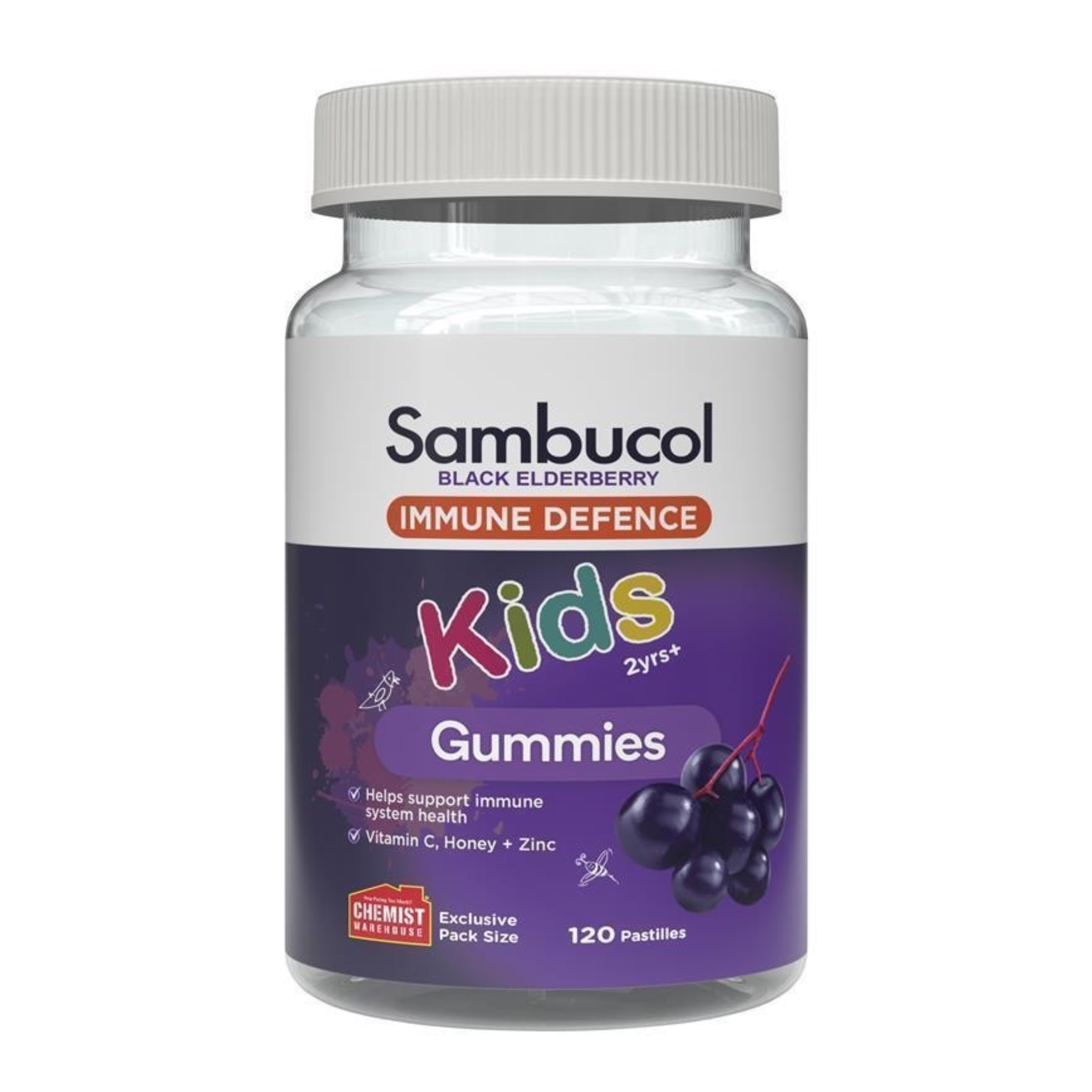 วิตามินเสริมสร้างภูมิคุ้มกันแบบเคี้ยวหนึบแสนอร่อย Sambucol Black Elderberry Immunity - Kids Gummies (120 Gummies)