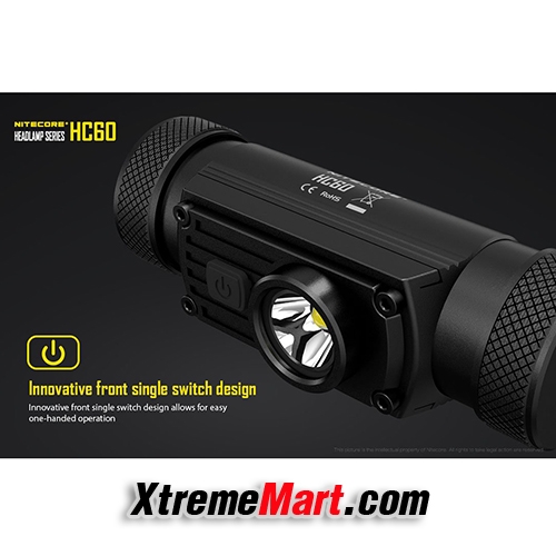 ชุดเซตไฟฉายคาดหัว Nitecore HC60 สว่าง 1000 ลูเมน มี 8 โหมด แสงขาวอมเหลือง พร้อมแบตเตอรี่และสายชาร์จ Micro USB