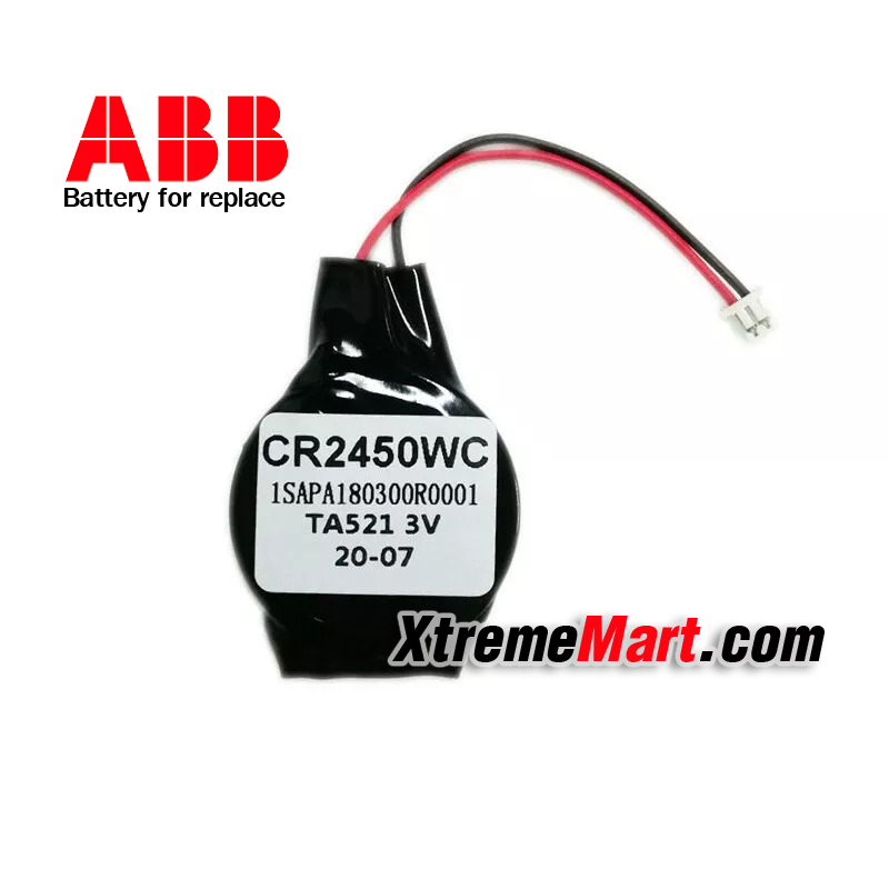 แบตเตอรี่ CR2450WC สำหรับ ABB TA521 1SAP180300R0001 3V PLC Lithium battery with plug