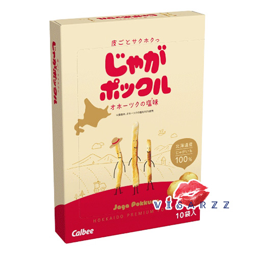 Exp.10/25 (แบบแท่ง) Calbee Potato Farm Jaga Pokkuru Hokkaido Premium Potato 18g x 10 ห่อ มันฝรั่งอบกรอบ จากฮอกไกโด 100% ของฝากยอดฮิตของชาวไทย