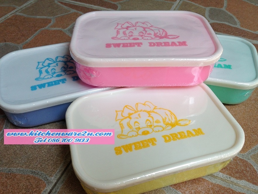 P09197 กล่องข้าว สีหวาน ใส่อาหารได้ ฝาพิมพ์ลายการ์ตูน No.921 (11.6 X 17 X 4.5 CM) (ราคาส่งต่อ 1 โหล :12 ใบ)