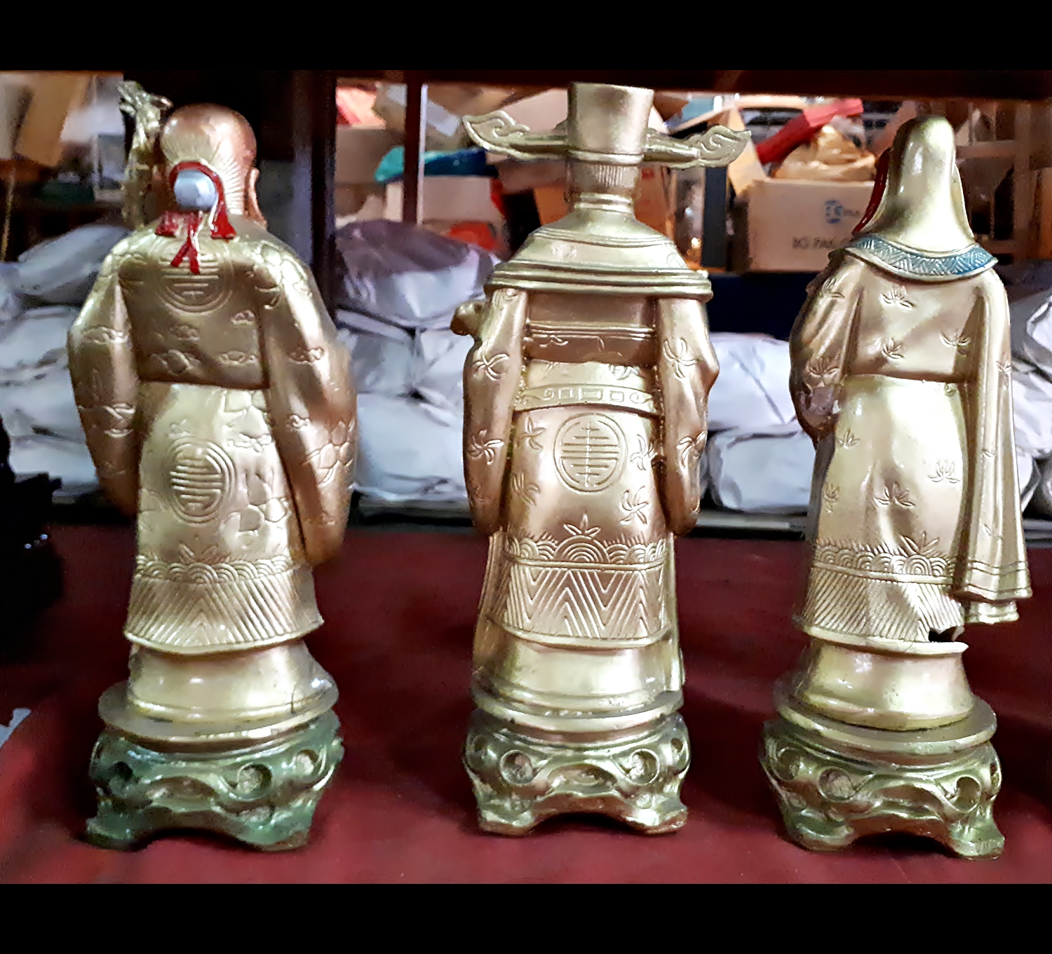 รูปหล่อ รูปปั้น ฮก ลก ซิ่ว (สีขาว สีทอง สีน้ำตาล ลงสี) (สูง27ซม. กว้าง10ซม.) เนื้อเรซิ่น