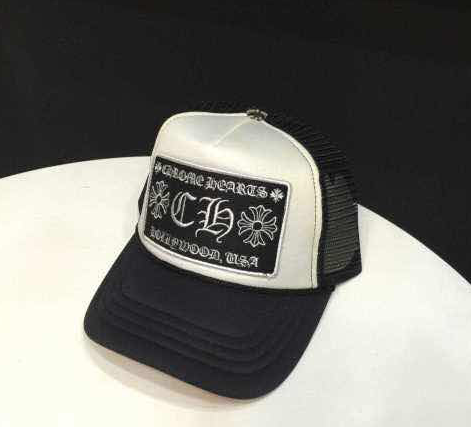 หมวกแก๊ป ch cap พร้อมส่ง สีขาวดำ ปีกโค้ง