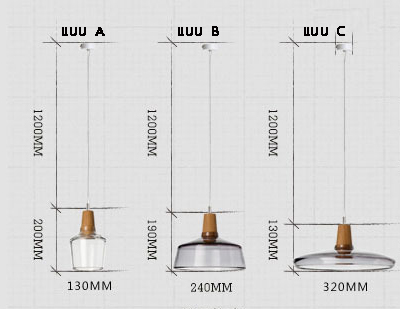 โคมไฟแขวนเพดานโป๊ะแก้วหัวไม้ [BYG-0014]