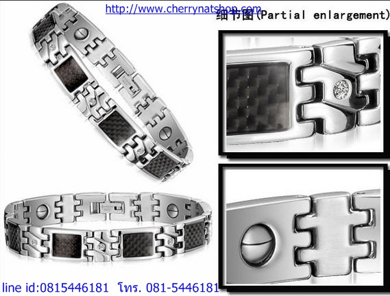 พร้อมส่งสร้อยข้อมือแม่เหล็กเพื่อสุขภาพ สร้อยข้อมือไทเทเนียมเจอรเมเนียมรุ่นCG