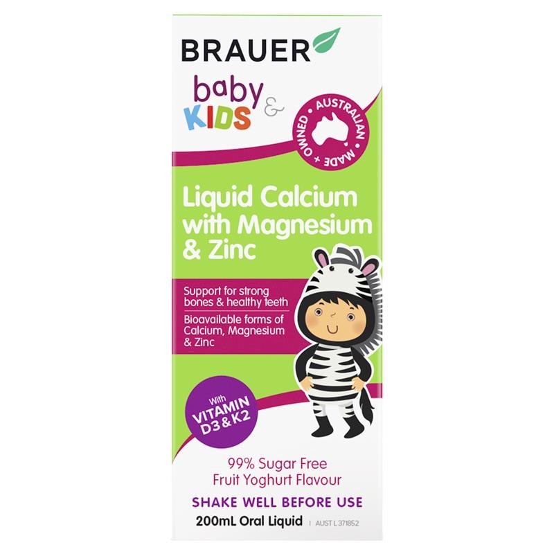 แคลเซียมสำหรับเด็ก BRAUER Kids Liquid Calcium with Magnesium & Zinc