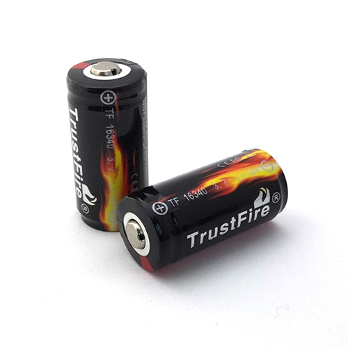 แบตเตอรี่ชาร์จ TrustFire R123A 16340 3.7V 880mAh Li-ion มีวงจรป้องกัน (ราคาต่อก้อน)