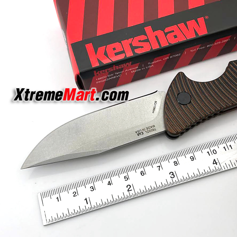 มีดพับ Kershaw7600 ด้ามสีน้ำตาล พกพาง่าย ด้ามจับถนัดมือ มีดเดินป่า มีดแคมป์ปิ้ง