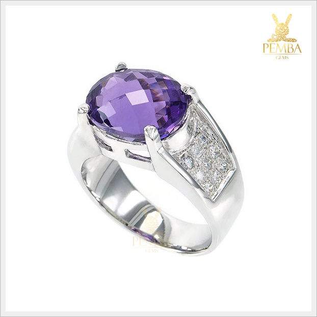 แหวนอเมทิสต์แท้ เหลี่ยมสับปะรด สุดเท่ไม่เหมือนใคร โดดเด่นเต็มๆ นิ้ว