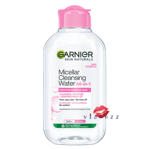 (ฝาสีชมพู 125mL) Garnier Micellar Cleansing Water All - In - One การ์นิเย่ แนทเชอรัลส์ ไมเซล่า คลีนซิ่ง วอเตอร์-อีเวน ฟอร์ เซนซิทีฟ สูตรสำหรับผิวธรรมดา-มีแนวโน้มแพ้ง่าย