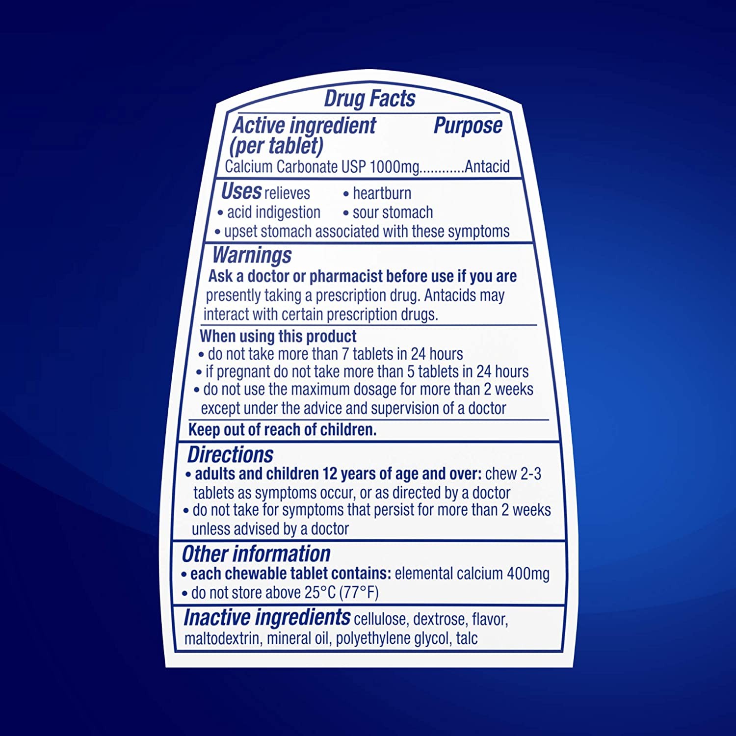 เม็ดเคี้ยวบรรเทาอาการกรดไหลย้อน TUMS Antacid Ultra Strength 1000 - Assorted Berries (12 Chewable Tablets)