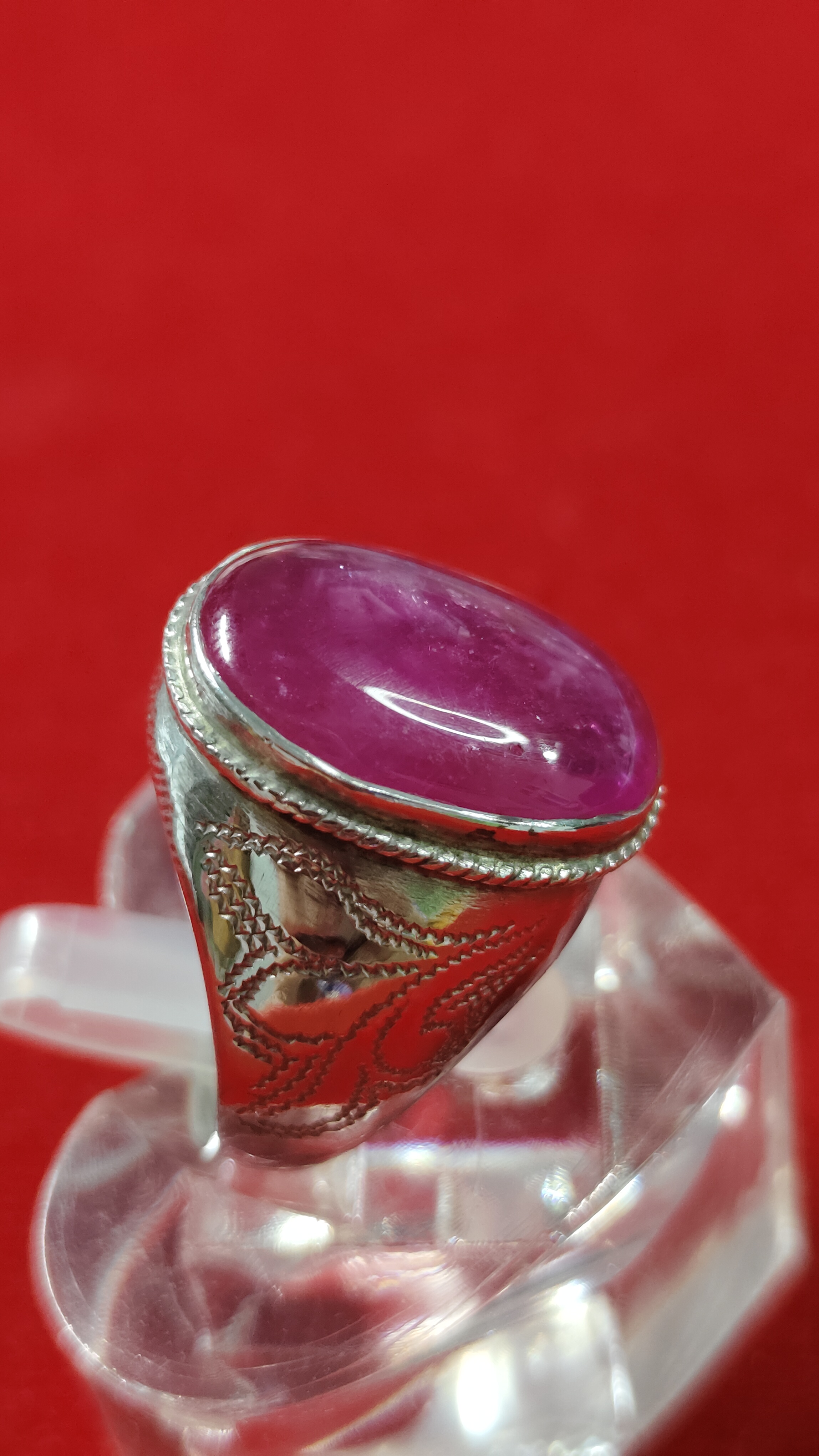 #แหวนทับทิมเนื้อแก้ว รหัสR-0055