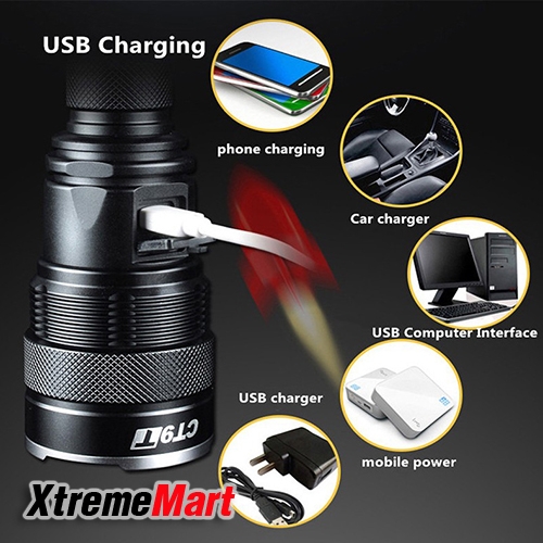 ไฟฉายWarsun Anti-wolf Charging Waterproof LED Bulb Flashlight Torch 5 Modes Led Downlight Livolo Portable Tactical Flashlight 18650