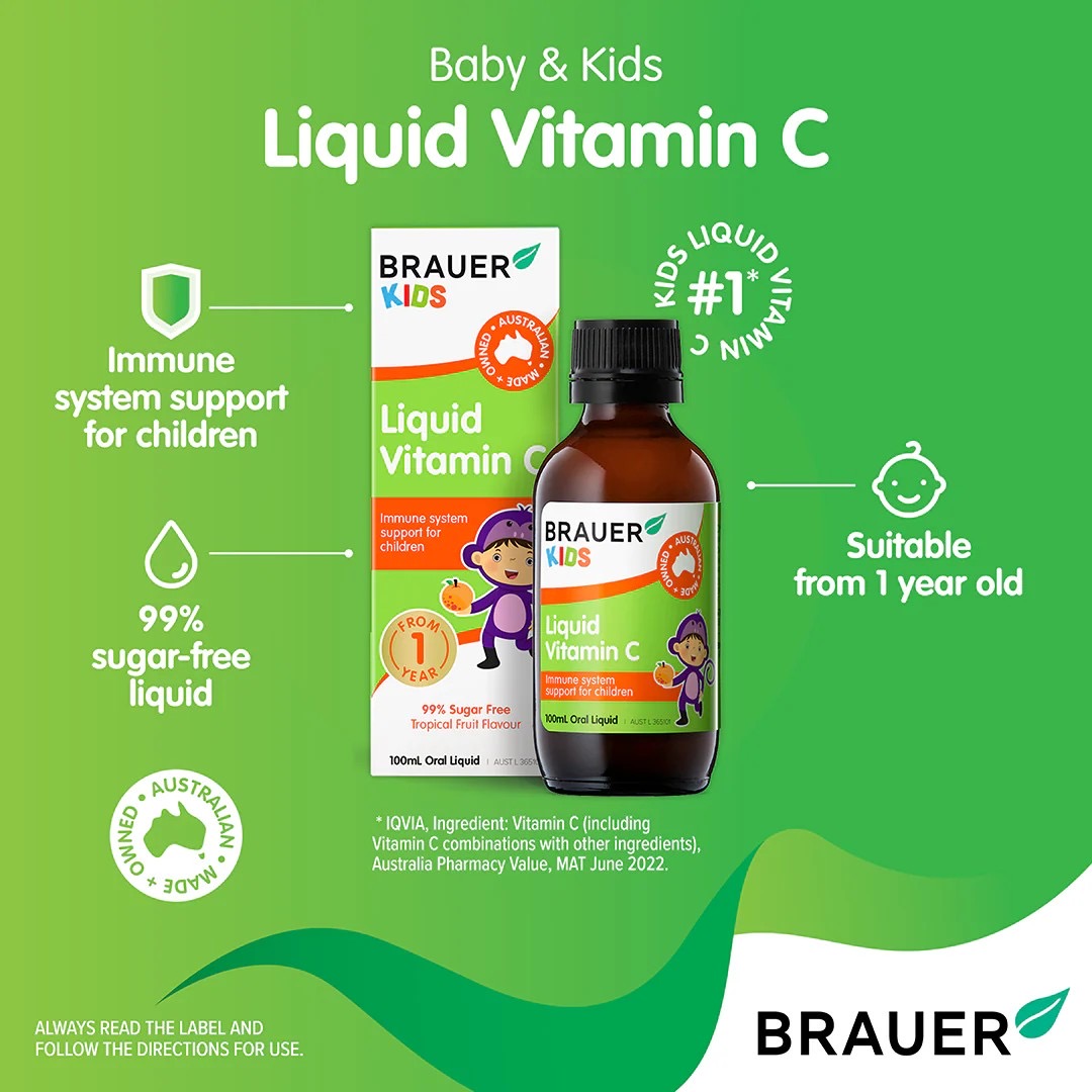 วิตามิน C ชนิดน้ำสำหรับเด็ก BRAUER Kids Liquid Vitamin C