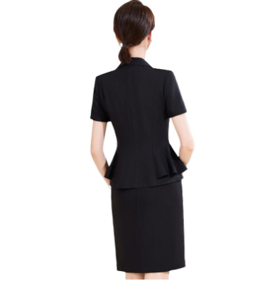 ชุดพนักงานคลินิกความงาม ชุดพนักงานออฟฟิศ ชุดพนักงานต้อนรับ ชุดพนักงานต้อนรับโรงแรมแคชเชียร์ NL6706001 เบจ ดำ S -4XL