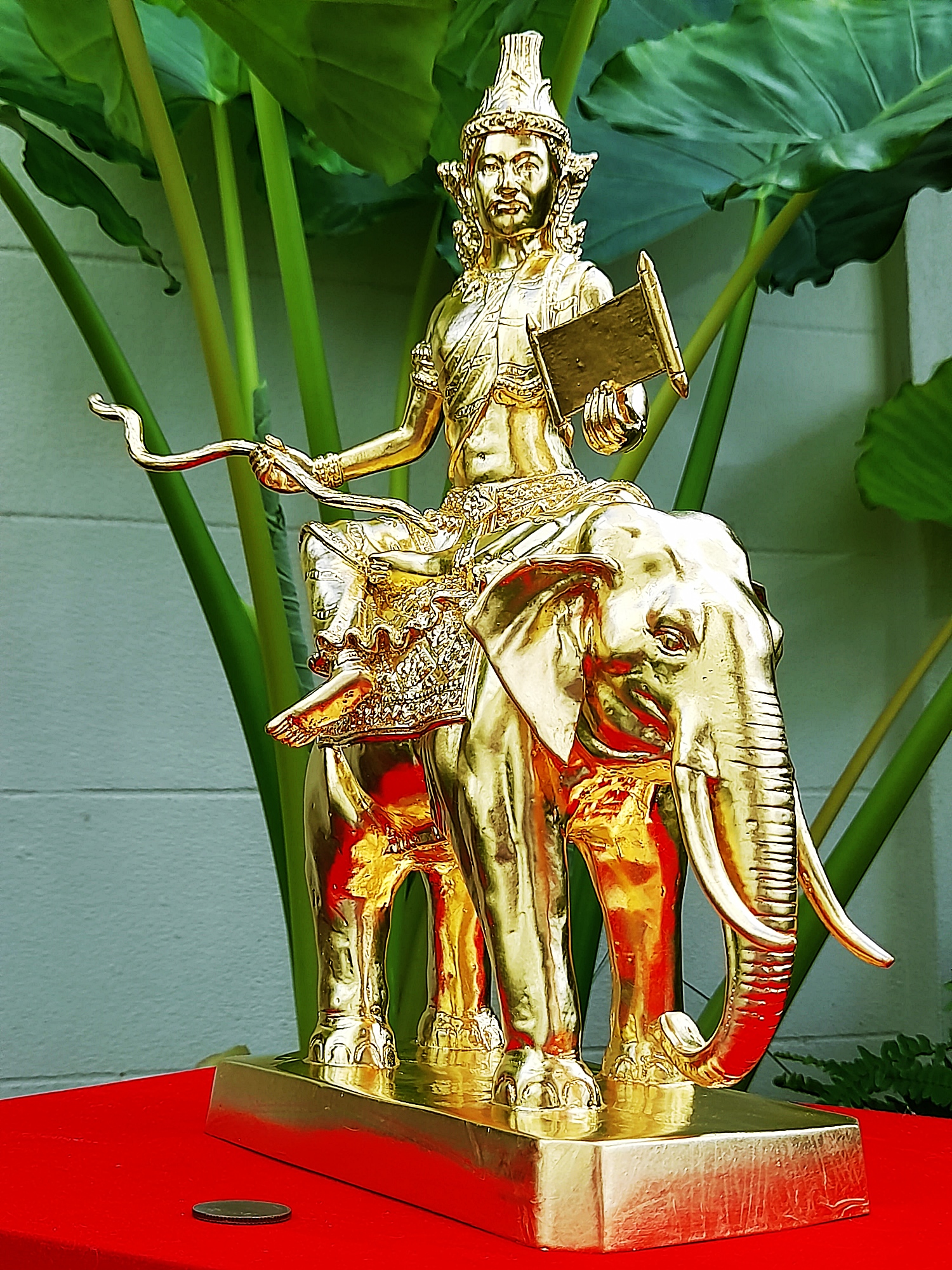 รูปหล่อ ปู่พระฤาษี ประทับทรงช้าง(พญาช้างสาร) ถือไม้เท้า กระดานชนวน (พระพฤหัสบดี แห่ง สติปัญญา บรมครูของทุกสรรพศาสตร์วิชา(เป็นหัวหน้าของปู่ฤาษี108ตน)) (ขนาดใหญ่ ตั้งบูชา สูง14นิ้ว ยาว9นิ้วครึ่ง ลึก4นิ้วครึ่ง) เนื้อโลหะทองเหลือง ปิดทองแท้ ปี2564 #รับประกันแ