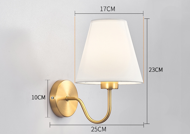 โคมไฟติดผนังภายในโครงเหล็กสีทอง American ทรงโค้งโป๊ะผ้า [CO-4018]