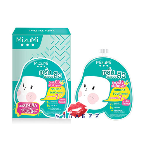 (กล่องเขียว 6 ซอง) MizuMi B3 Acne Concentrate Serum 6g x 6 ซอง มิซึมิ บีทรี แอคเน่ คอนเซนเทรท เซรั่ม เซรั่มลดรอยสิวเนื้อเบาบาง สูตรวิตามินบี 3 เข้มข้น ลดรอยแดงรอยดำจากสิว