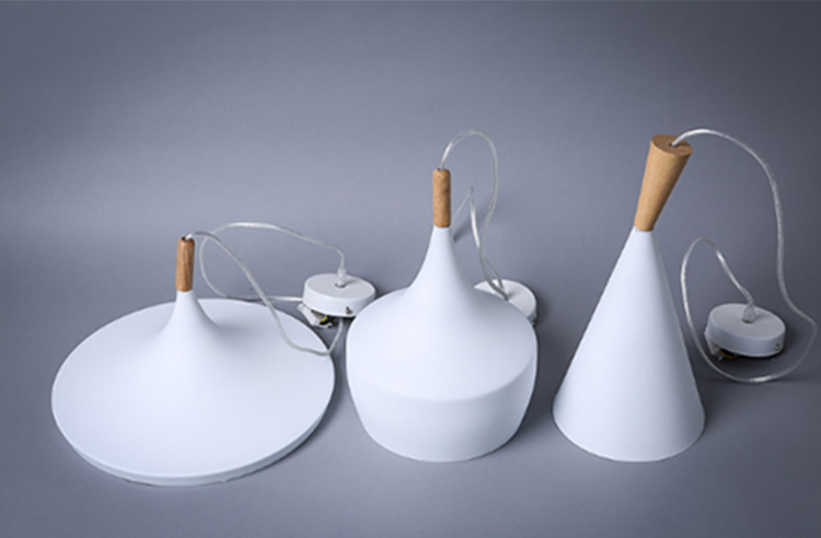 โคมไฟแขวนเพดานสีขาวสไตล์นอร์ดิก สไตล์ญี่ปุ่น มีหัวไม้เนื้อแข็ง [D076-White-Wood-Head]