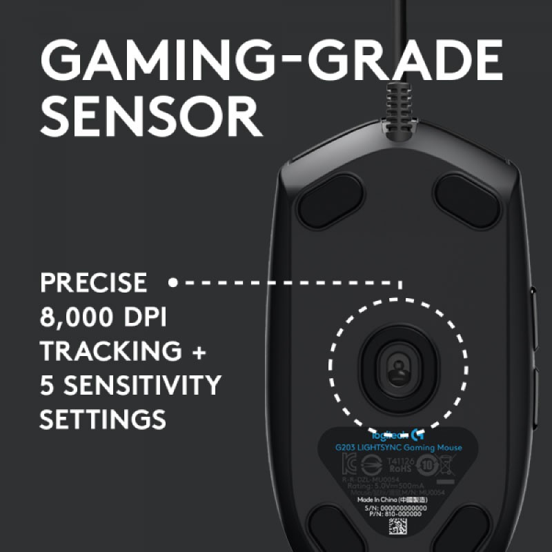 ของแท้ Logitech G102 LIGHTSYNC BLACK, WHITE GEN2 Wired Gaming Mouse